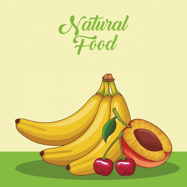 Natural and organic fruits food cartoons 