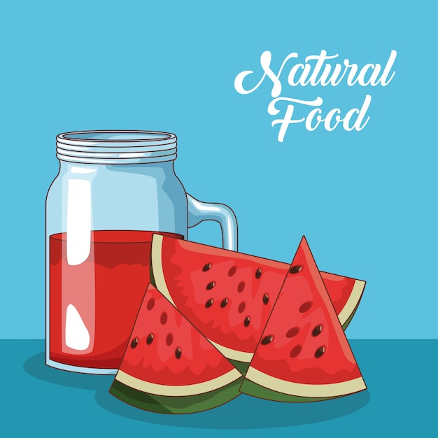 Vector natural and organic fruits and juice food cartoons