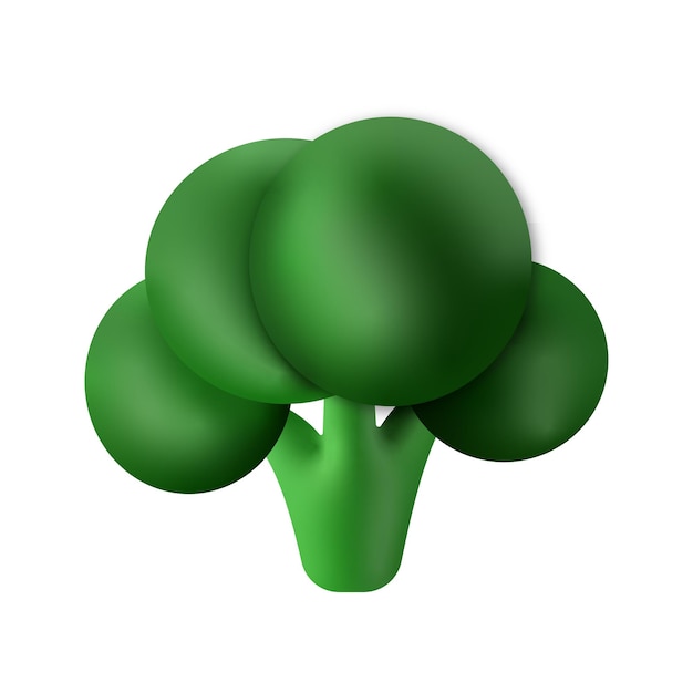 Natural organic green broccoli vegetable vegan food 3d rendering icon illustration