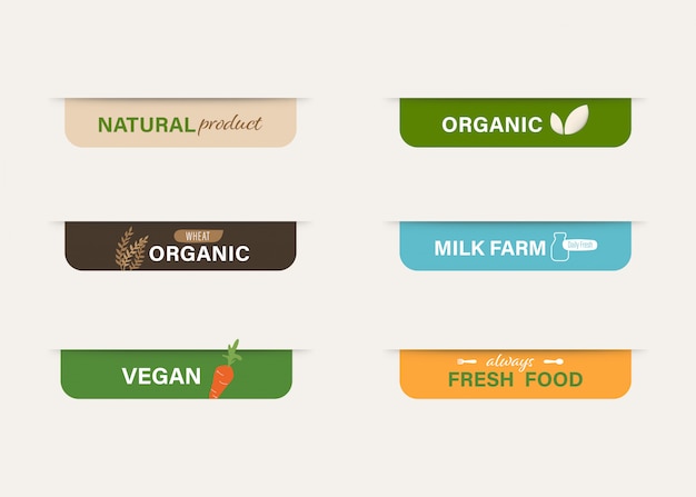 자연 및 유기 라벨 녹색 및 빈티지 디자인.