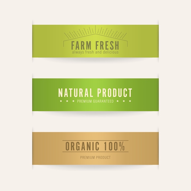 Vector natural and organic label green color.