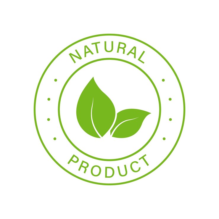 Vector natural organic product green line stamp quality fresh natural eco ingredients outline sticker