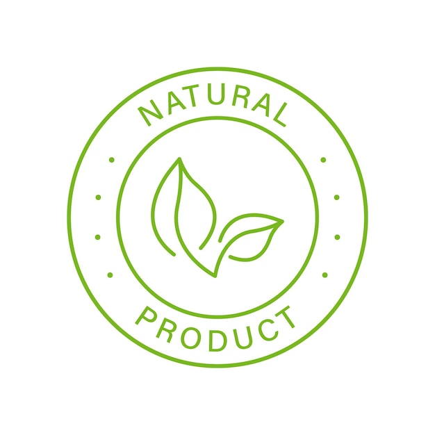 Natural Organic Product Green Line Stamp Quality Fresh Natural Ingredients Sticker Eco Friendly