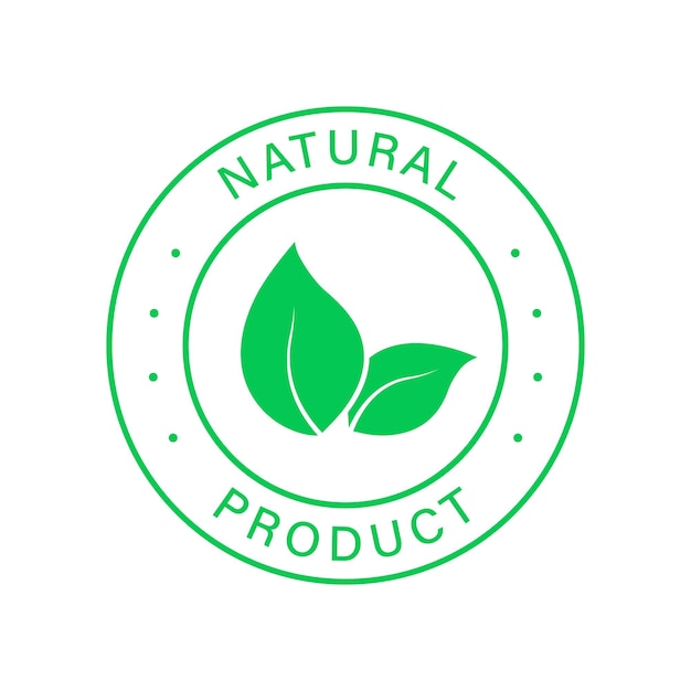 Natural organic product green line stamp quality fresh natural ingredients sticker eco friendly