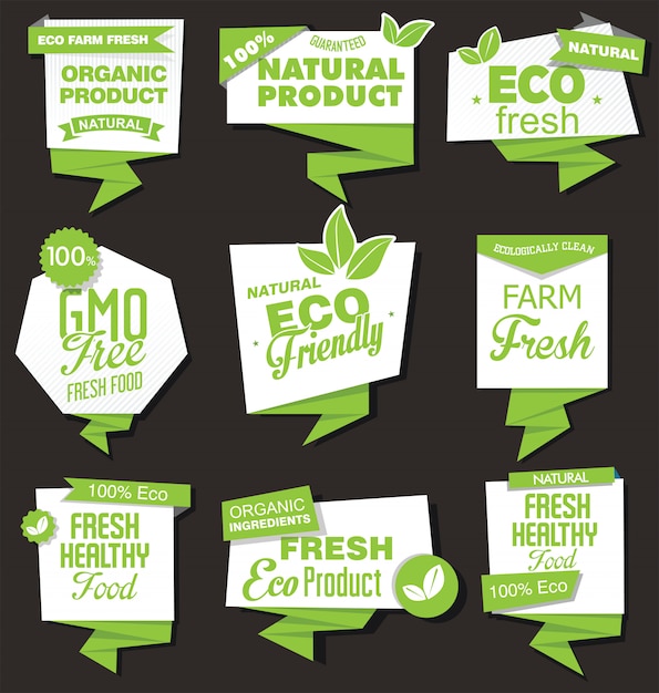 Vector natural organic products collection of labels