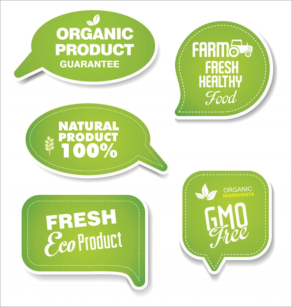 Vector natural organic products green collection of labels