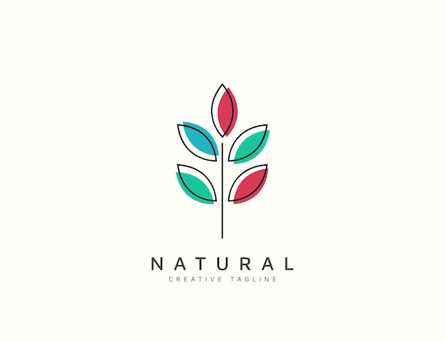 Natural plant logo design template