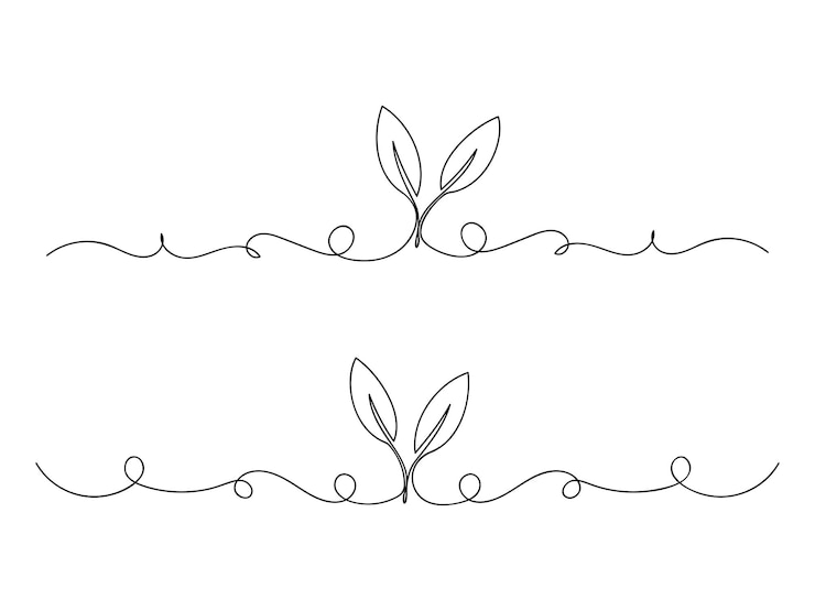 Vector natural plants continuous one line art isolated