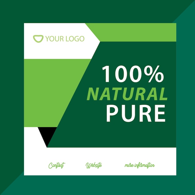 Natural Post Design dark green with apple green color for social media post template design