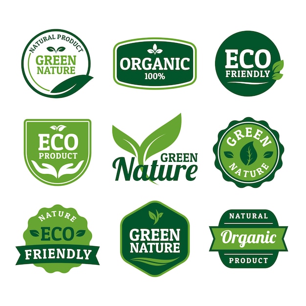 Natural product badge vector set