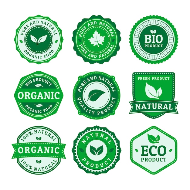 Natural product badge vector set