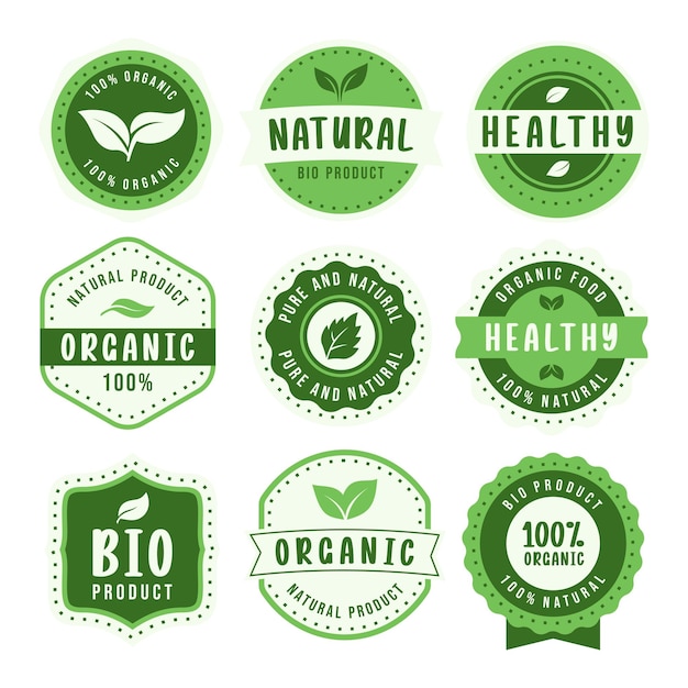 Natural product badge vector set