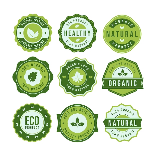 natural product badge vector set