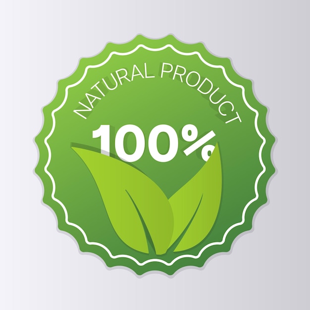 Natural product green ribbon label logo icon