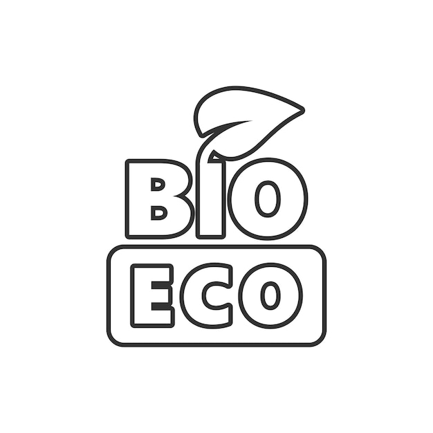 플랫 스타일의 천연 제품 아이콘 격리된 흰색 배경에 있는 바이오 에코 배지 벡터 그림 채식주의 상징 기호 비즈니스 개념