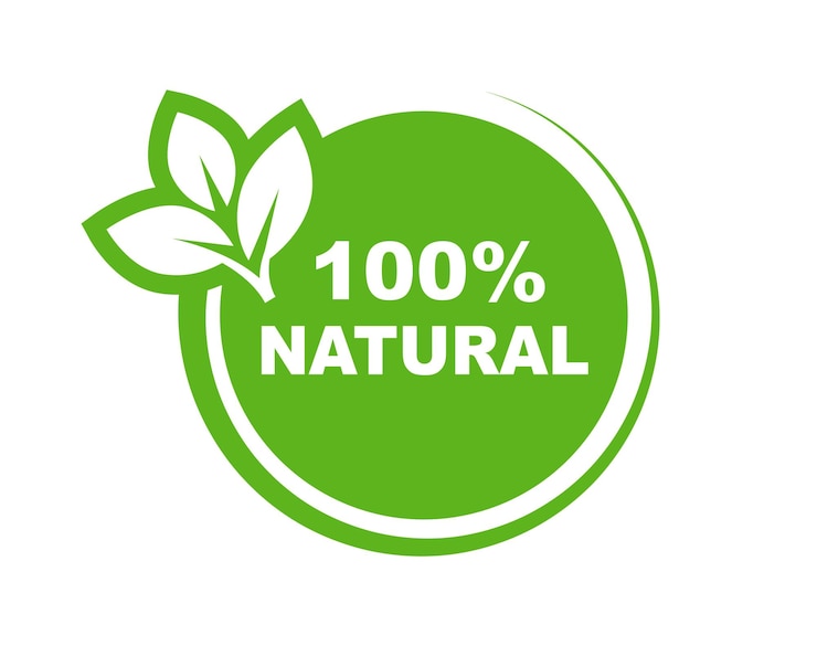 Вектор этикетка натурального продукта 100% натуральная