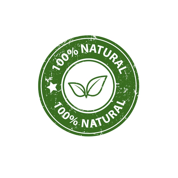 Natural product only natural ingredients stamp organic product icon eco emblem green label