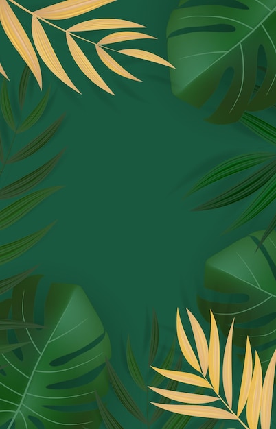 Natural Realistic Green Palm Leaf Tropical Background.  