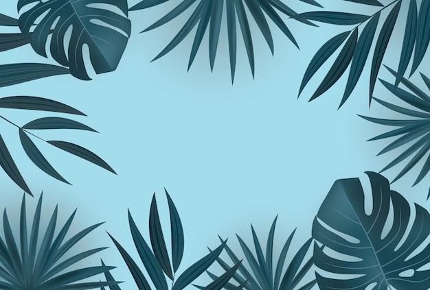 Sfondo tropicale di foglia di palma realistico naturale.