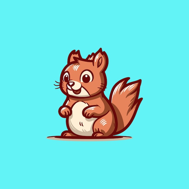 Vector natural red squirrel isolated object on a bue background