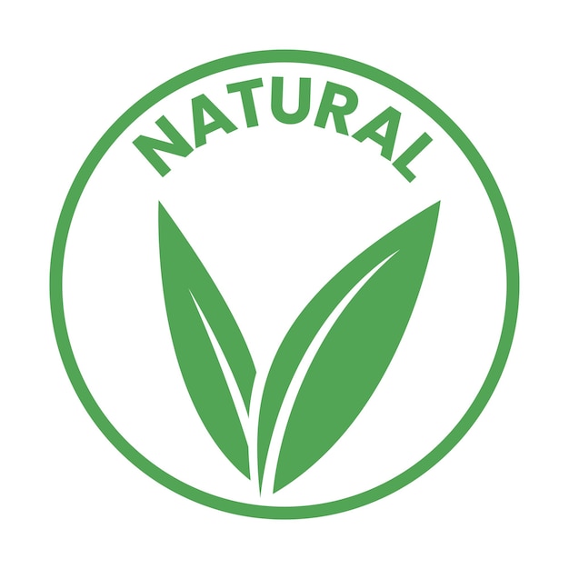 Natural Round Icon with Green Leaves Icon 1