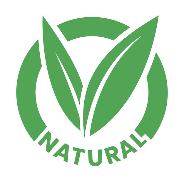 Natural Round Icon with Green Leaves Icon 6