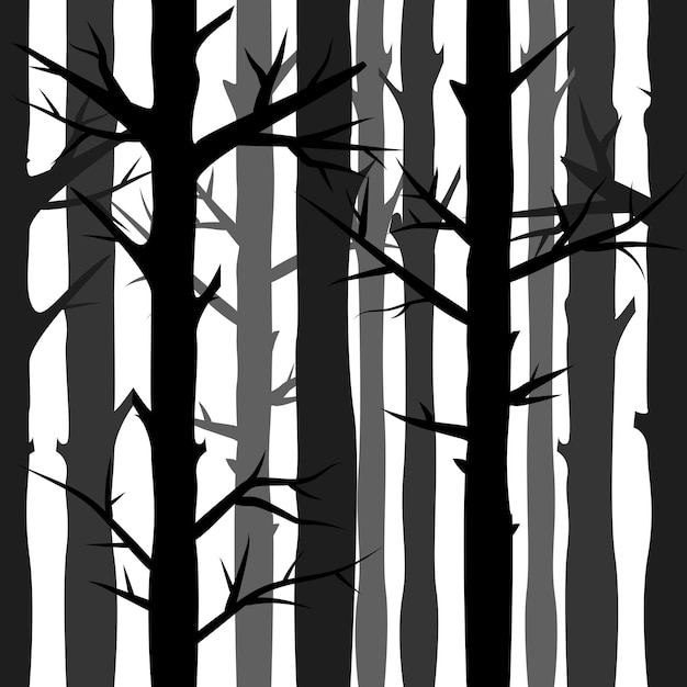 Natural seamless background with silhouettes of trees, vector illustration