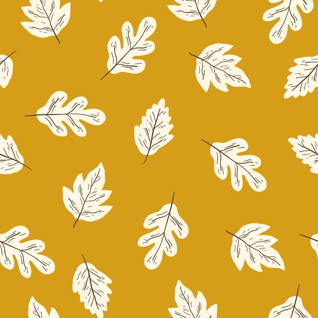 Vector natural seamless pattern with autumn fallen leaves of forest trees