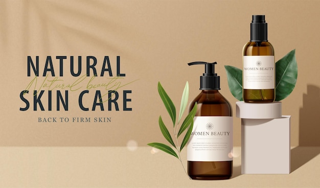 Vector natural skin care product ad banner