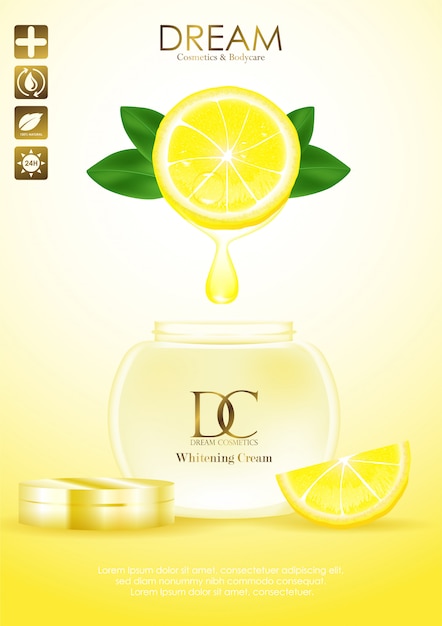 Prodotti naturali per la cura della pelle con foglie e limone