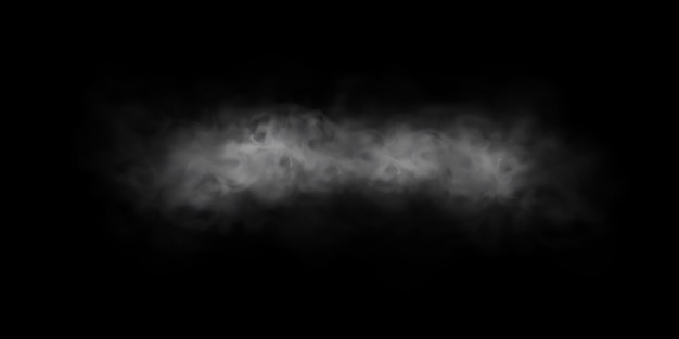 Natural smoke or fog effect on a black transparent background.  smoke or fog. Isolated.  .