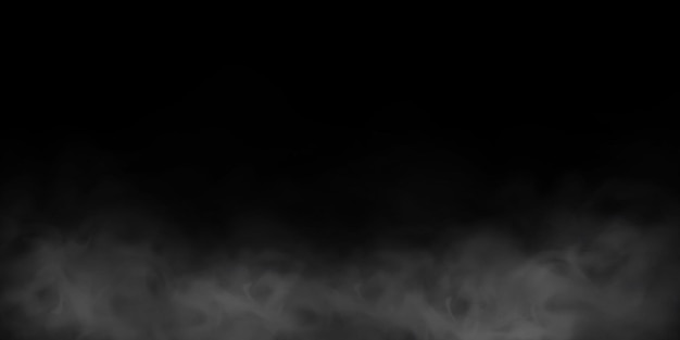 Natural smoke or fog effect on a black transparent background.  smoke or fog. Isolated.  .