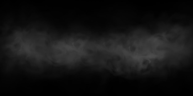 Vector natural smoke or fog effect on a black transparent background.  smoke or fog. isolated.  .