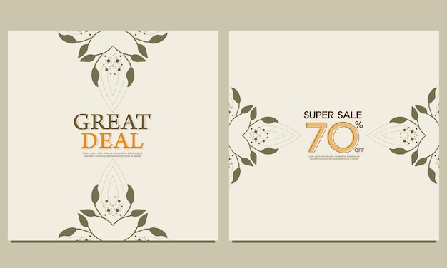 Vector natural square background with floral ornament suitable for social media posts banners design and we