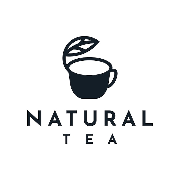 Natural tea logo illustration template design