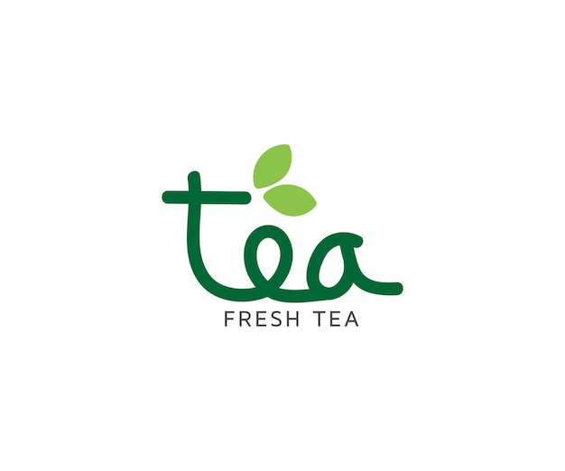 Natural tea logo with leaf illustration