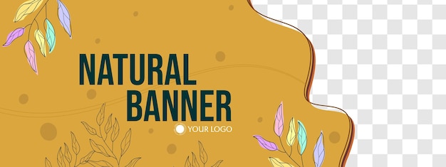 Banner marrone a tema naturale con elementi a foglia disegnati a mano dal design estetico per i social media vector