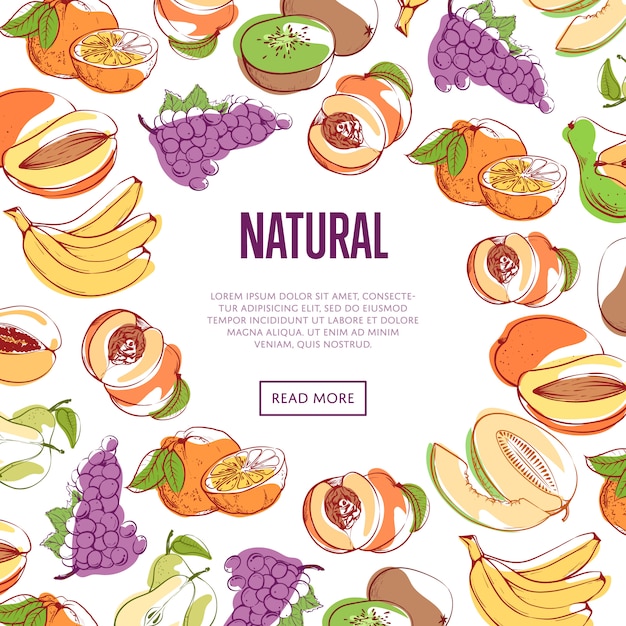 Natural tropical fruits banner