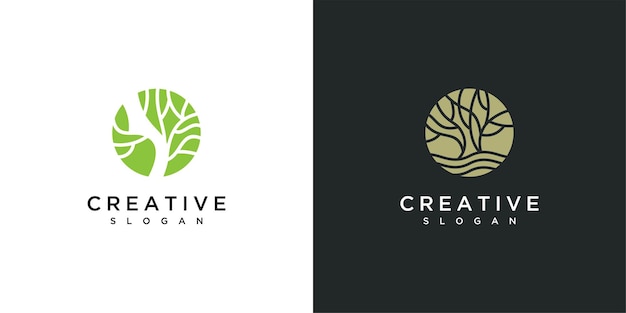 Natural vector tree logo design template