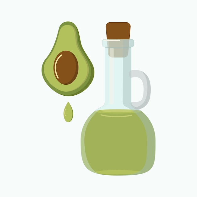 Natural vegetable oil in a glass bottle food and drink fruit vegetable vector illustration