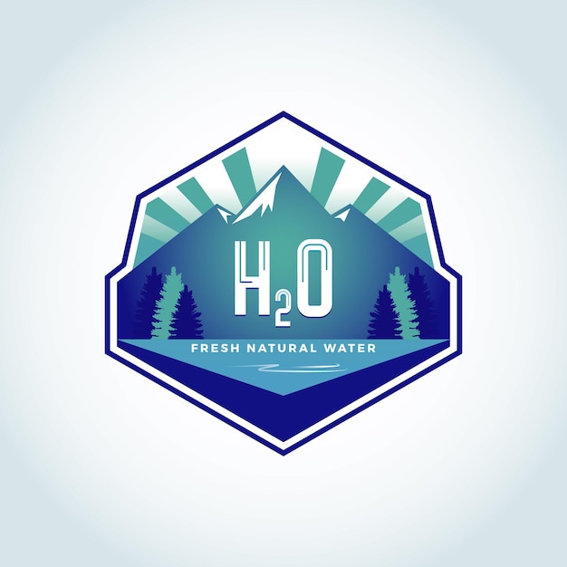 Natural Water Branding Badge Logo Design Template