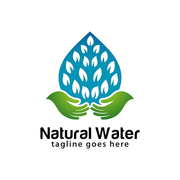 Modello di progettazione del logo dell'acqua naturale