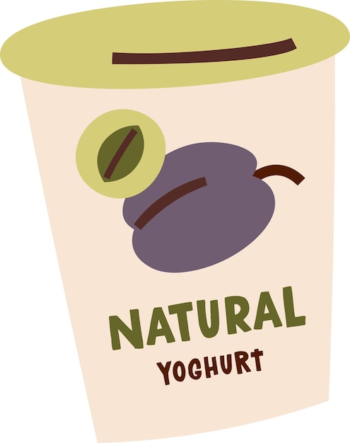 Vector natural yogurt cup