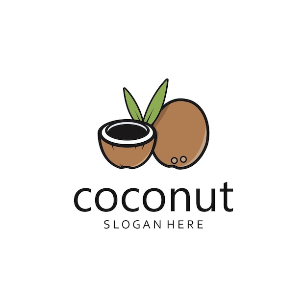 Шаблон логотипа Natural Young Coconut Flat Design