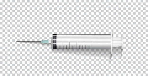 Vector naturalistic syringe with needle for injection, vaccines, medicines. vector illustration