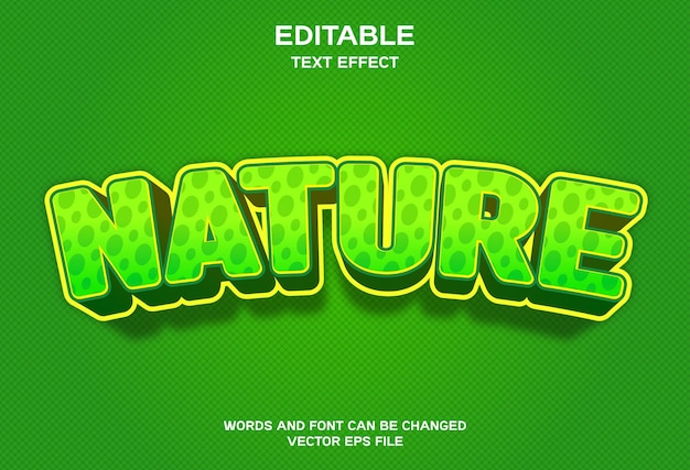 Vettore natura 3d banner testo modificabile effetto disegno vettoriale