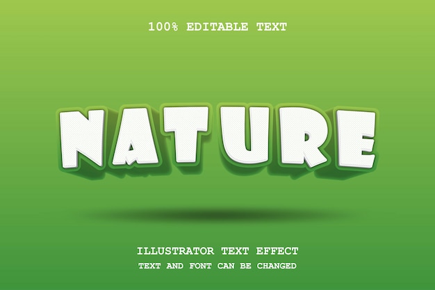 Nature,3d editable text effect green modern pattern comic shadow style