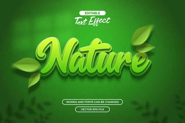 Vector nature 3d editable text effect