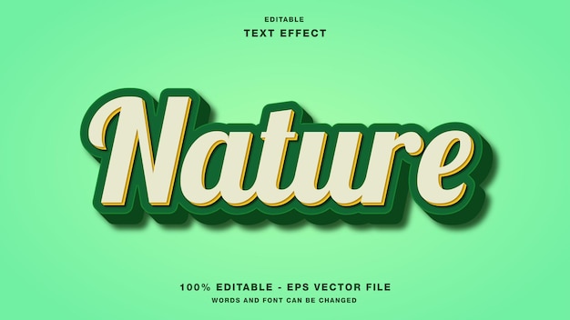 Vector nature 3d style editable text effect