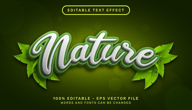 nature 3d text effect and editable text effect